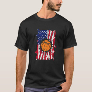 Basketball Torn Usa American Flag Basketball Playe T-Shirt