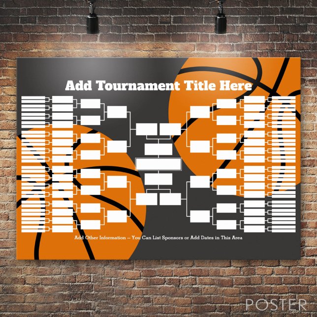 Basketball Tournament Bracket - 64 Teams Poster (Custom Tournament Bracket)