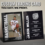 Basketball Trading Card, Basketball Player Card<br><div class="desc">Celebrate your star player with our Silver Edition Custom Basketball Trading Card! Fully customisable with a photo,  stats,  and achievements,  this sleek card is perfect for team gifts,  award ceremonies,  or personal memorabilia.</div>