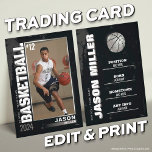 Basketball Trading Card, Basketball Player Card<br><div class="desc">Celebrate your star player with our Silver Edition Custom Basketball Trading Card! Fully customisable with a photo,  stats,  and achievements,  this sleek card is perfect for team gifts,  award ceremonies,  or personal memorabilia.</div>