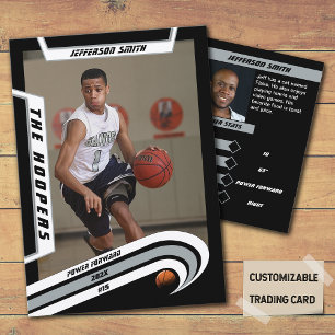 Basketball Trading Card in Lively Silver Black
