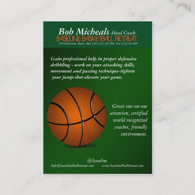 Basketball Trainer Coach Business Card (Front)