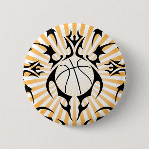 basketball. tribal. 6 cm round badge
