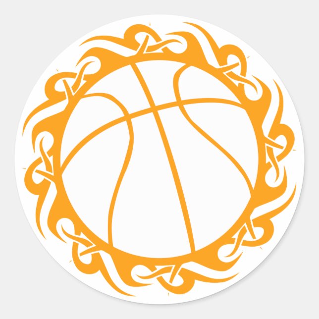 basketball. tribal. classic round sticker (Front)