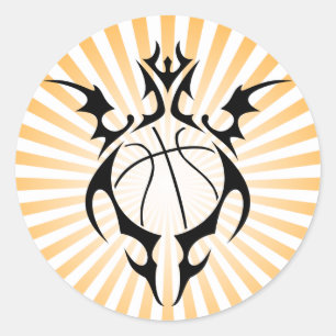 basketball. tribal. classic round sticker