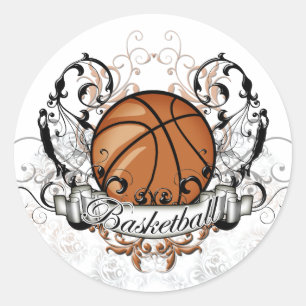Basketball Tribal Classic Round Sticker