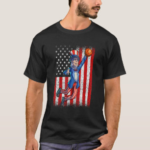 Basketball Uncle Sam 4th Of July Men Boy American T-Shirt