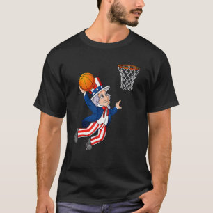 Basketball Uncle Sam 4th Of July Patriotic Dunking T-Shirt