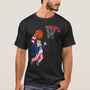 Basketball Uncle Sam 4th Of July Patriotic Dunking T-Shirt