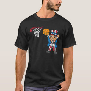 Basketball Uncle Sam Funny Sports 4th Of July Four T-Shirt