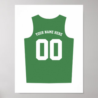 Basketball Uniform Poster Personalise Dark Green