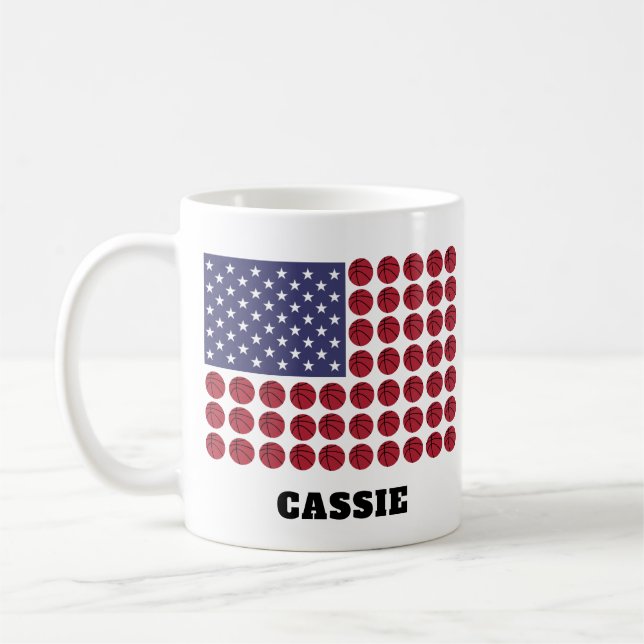 BASKETBALL USA FLAG CUSTOMISABLE COFFEE MUG (Left)