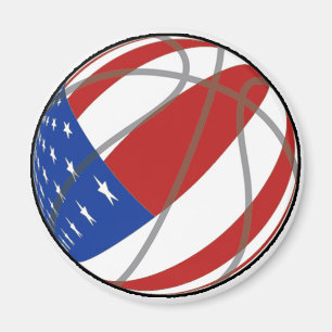 BASKETBALL USA FLAG PATRIOTIC MAGNET