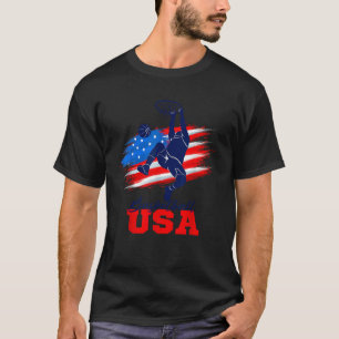 Basketball USA Support Team American Flag Basketba T-Shirt