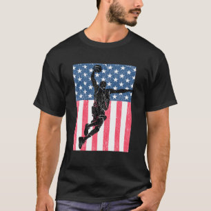 Basketball Usa Vintage American Flag 4th Of July T-Shirt