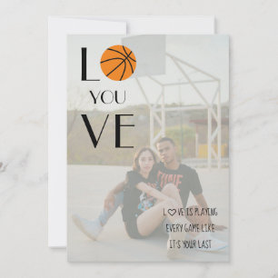 Basketball Valentine Photo Modern Fun Holiday Card
