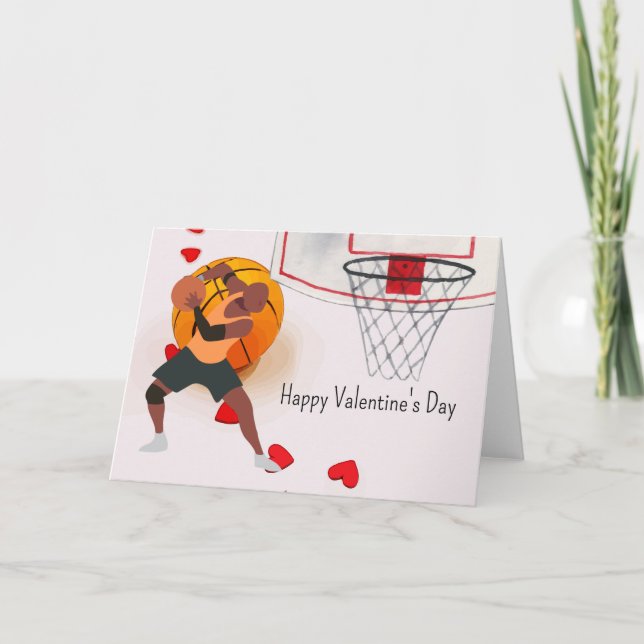 Basketball Valentine's Day Basketball with love Ca Card (Front)