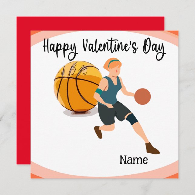 Basketball Valentine's Day from Player with love  Card (Front/Back)