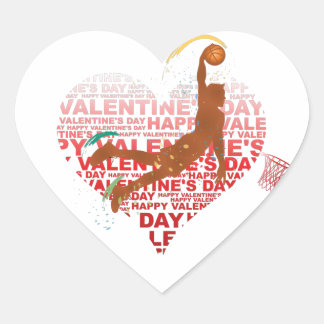Basketball Valentine's Day Gift Basketball Heart Sticker