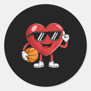 Basketball Valentines Day Shirt Boys Valentines Ki Classic Round Sticker