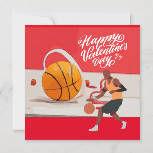 Basketball Valentine's Day with player and heart   Holiday Card