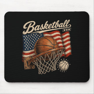 Basketball vintage patriotic hoop dunk player team mouse pad