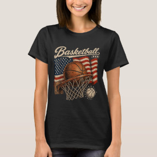 Basketball vintage patriotic hoop dunk player team T-Shirt