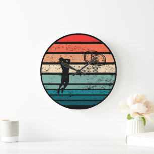 Basketball vintage player slam dunk large clock