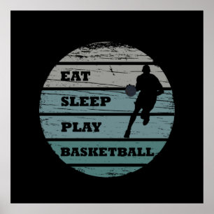 basketball vintage sunset style poster