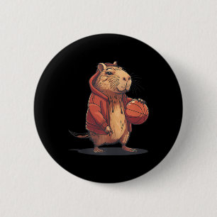 Basketball Watercolor Animal Art Basketball Hoop C 6 Cm Round Badge