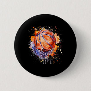 Basketball Watercolor Artwork Basketball Hoop Colo 6 Cm Round Badge
