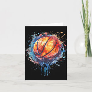 Basketball Watercolor Artwork Basketball Hoop Colo Card