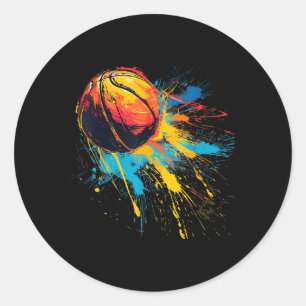 Basketball Watercolor Artwork Basketball Player Dr Classic Round Sticker