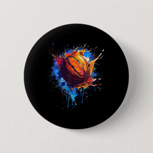 Basketball Watercolor Artwork Drawing Basketball L 6 Cm Round Badge
