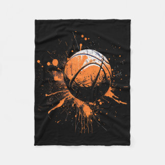 Basketball Watercolor Basketball Lover Artwork Dra Fleece Blanket