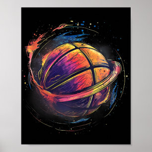 Basketball Watercolor Basketball Lover Artwork Dra Poster