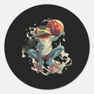 Basketball Watercolor Basketball Player Artwork Fr Classic Round Sticker