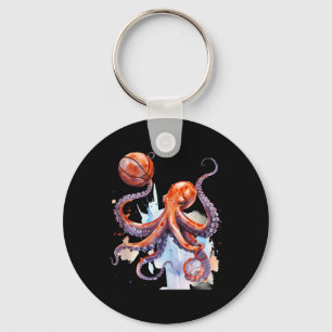 Basketball Watercolor Basketball Player Artwork Oc Key Ring