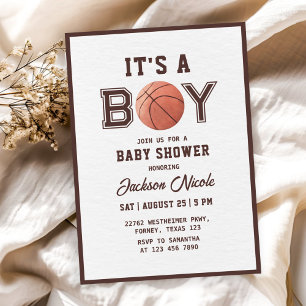 Basketball Watercolor Boy Baby Shower Invitation
