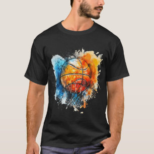 Basketball Watercolor Colourful Drawing Basketball T-Shirt