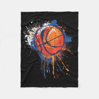 Basketball Watercolor Drawing Artwork Basketball L Fleece Blanket