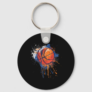 Basketball Watercolor Drawing Artwork Basketball L Key Ring
