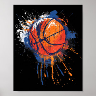 Basketball Watercolor Drawing Artwork Basketball L Poster