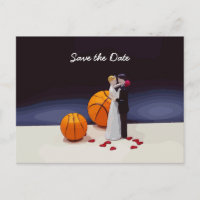 Basketball Wedding Save the Date with bride groom