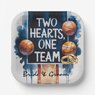 Basketball wedding themed paper plate