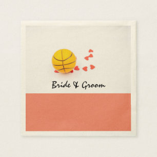 Basketball wedding with love red hearts napkin
