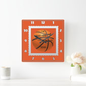 Basketball white and orange clock with Player Name (Home)