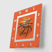 Basketball white and orange clock with Player Name (Angle)