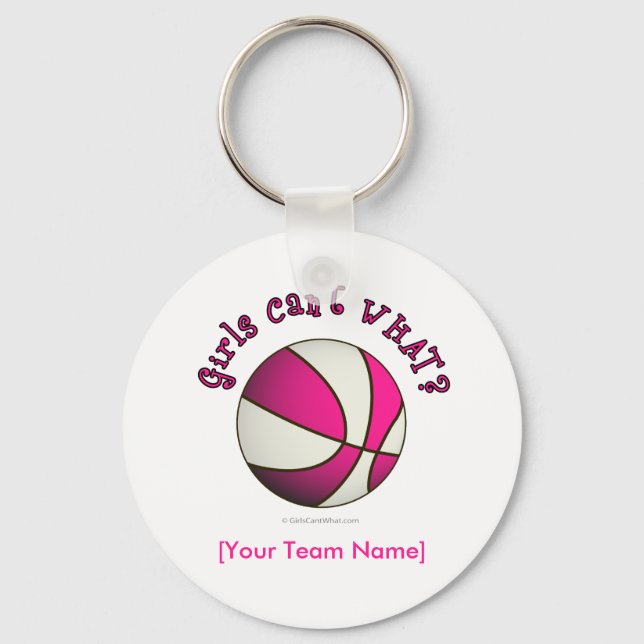 Basketball - White/Pink Key Ring (Front)