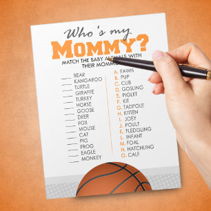 Basketball Who's My Mummy Baby Animal Shower Game Notepad